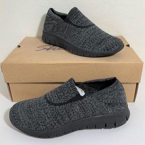 Skechers Bright Idea Good Start Sneakers Slip On Flats Black & Gray Size 7 NEW